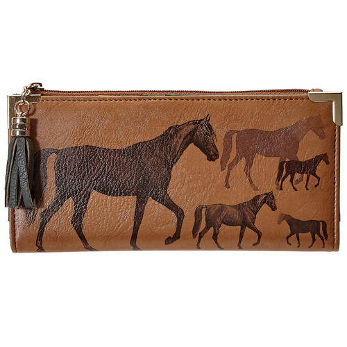 Tan Faux Leather Horse Clutch - LW412TN