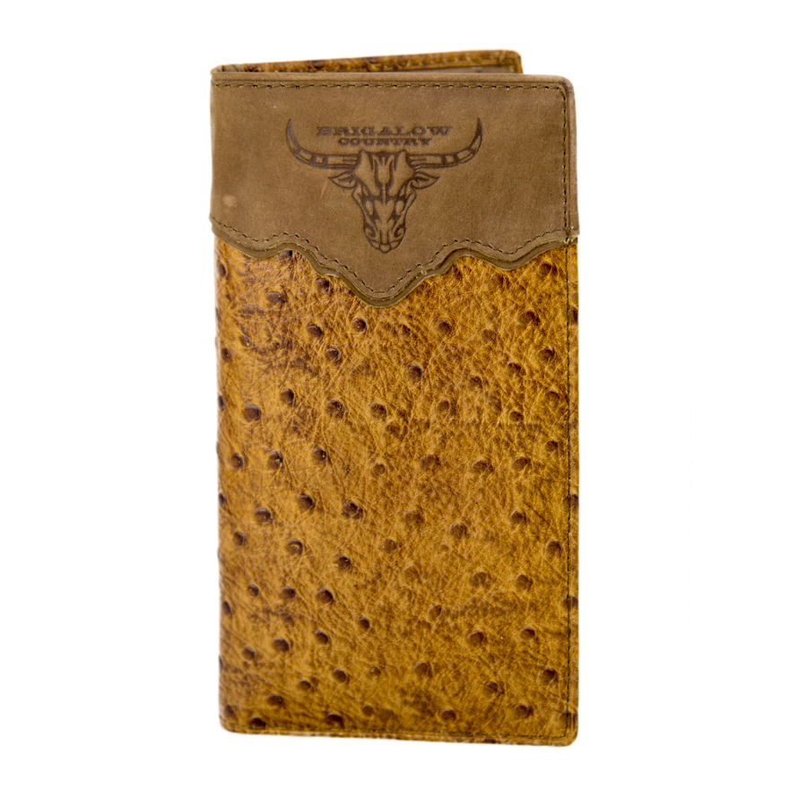 Wallet - Leather -Ostrich Pattern Distressed - Brigalow Steerhead - [5011 ]