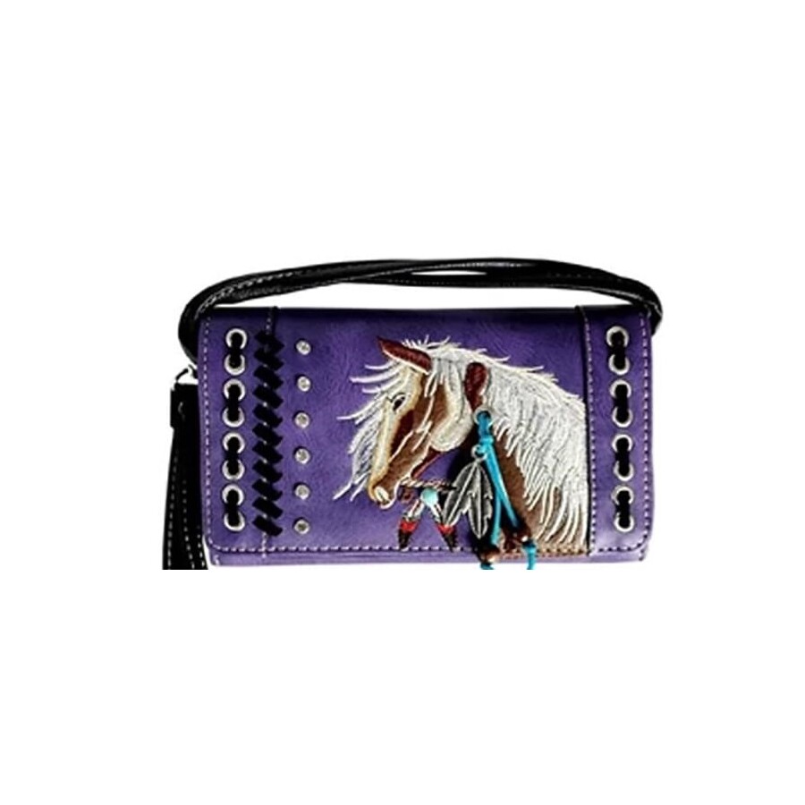 Ladies Purse - Indian Themed - Purple Faux Leather - [MW193PU]